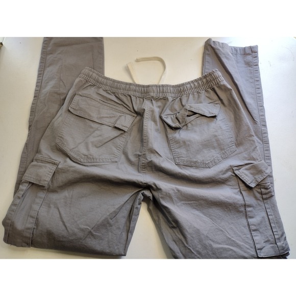 Forever 21 Men Grey Ripstop Cargo Jogger Pants Elastic Waist Size Large - Picture 2 of 5